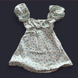 Zara Blue Floral Puff Sleeve Mini Dress - Size S